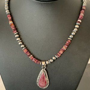 Navajo Sterling Silver Necklace Pendant Length 21